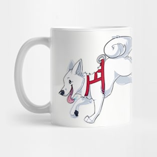 White Husky Running Mug